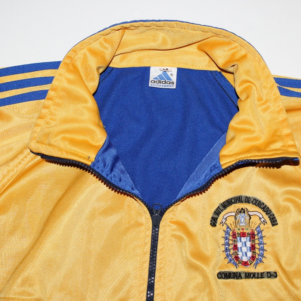 Adidas Medium 3 Stripes Blue Gold Track Jacket - Picture 7 of 8